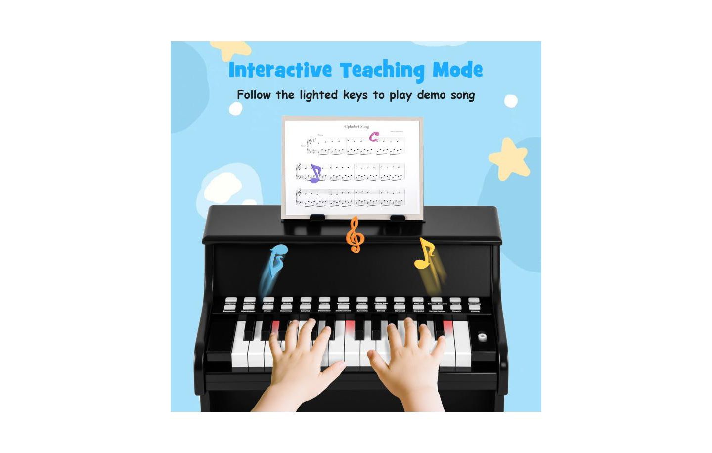 Детская игрушка Slickblue Adjustable-Speed 25-Key Interactive Teaching Piano Keyboard, Ages 3+, цвет: Чёрный — фото 4