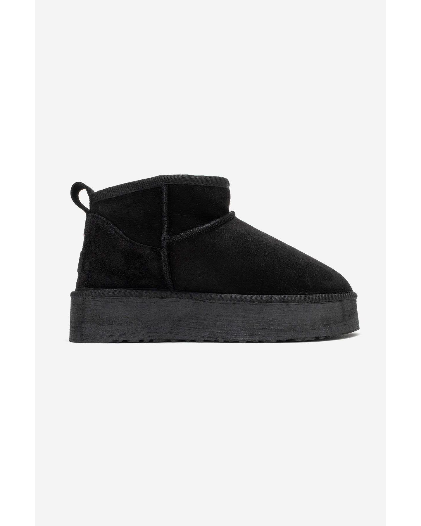 Женские ботинки Forever & Always Shoes Women Havana Leather Platform Ankle, цвет: Чёрный замшевый кожаный — фото 2