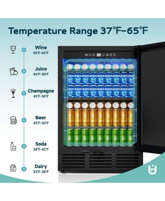 23-in W 180-Can Capacity Black Built-in/Freestanding Indoor Beverage Refrigerator