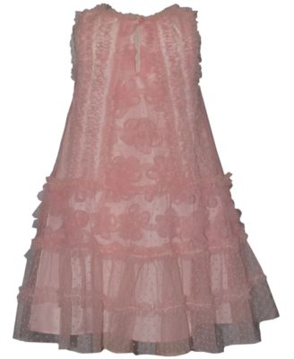 Girls' 2T-6X Sleeveless 3D Floral Shift Round Neck Party Dress