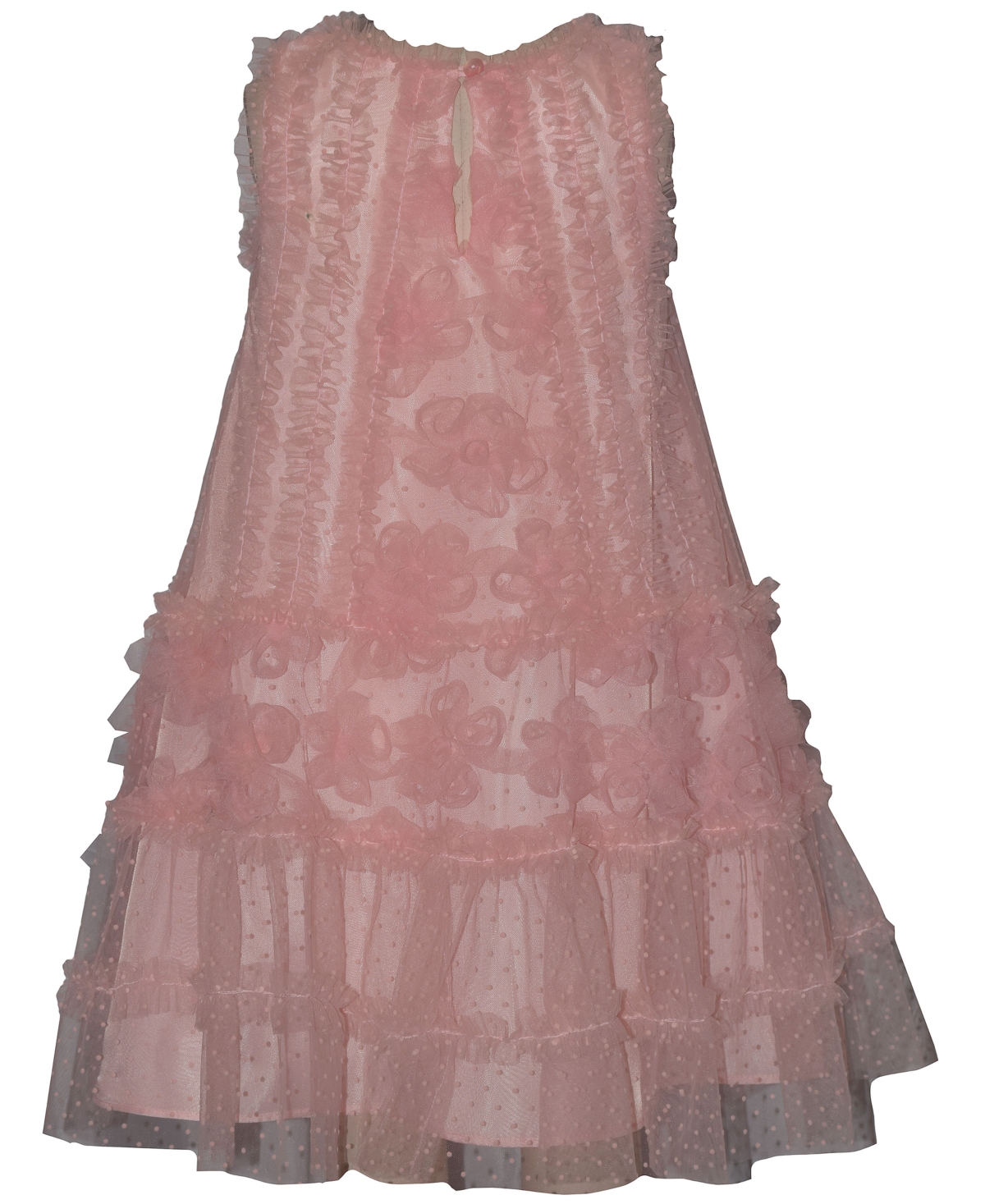 Bonnie Jean Girls' 2T-6X Sleeveless 3D Floral Shift Round Neck Party Dress