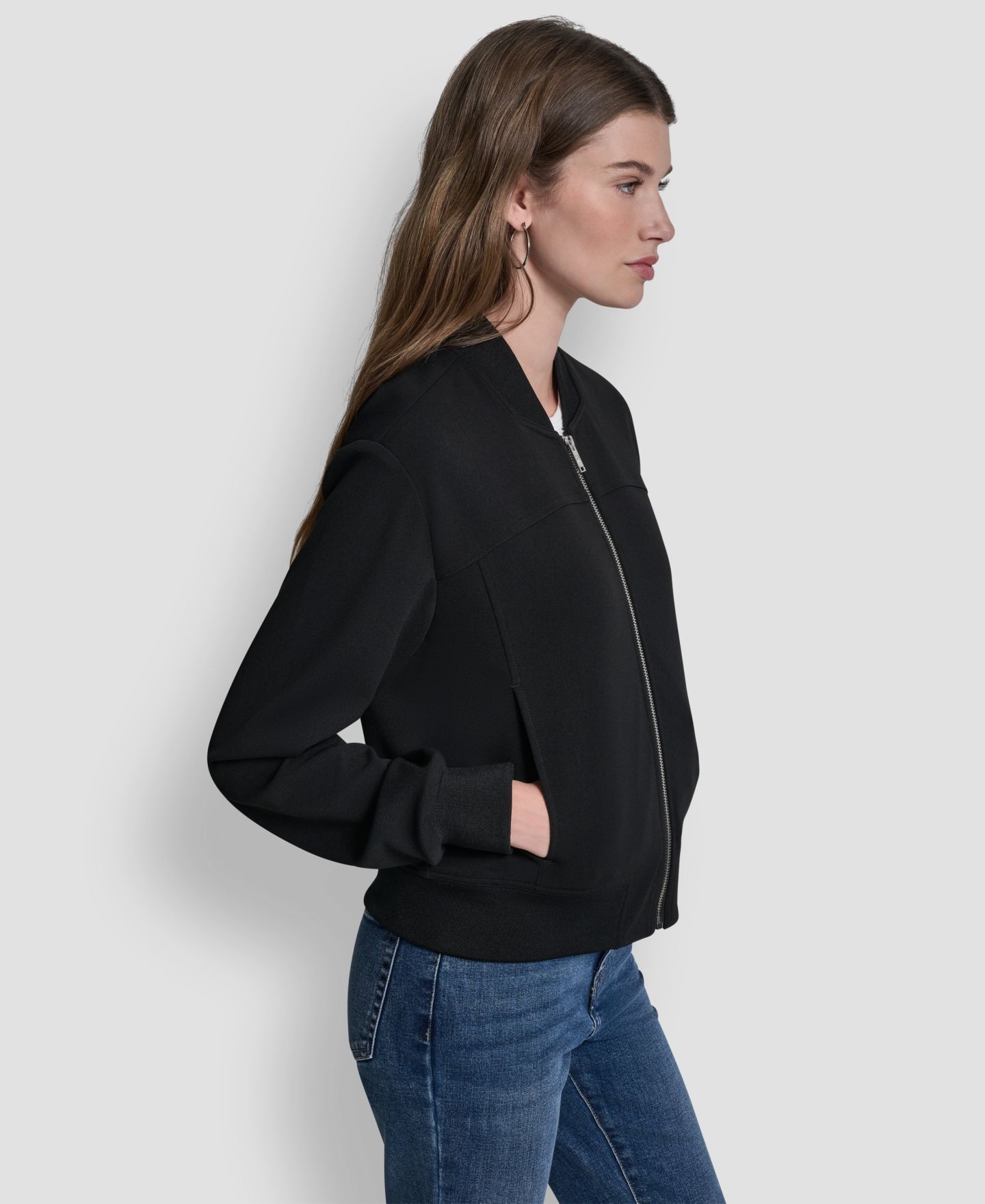 Женская куртка DKNY Zippered Bomber, цвет: Чёрный — фото 3