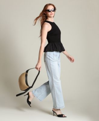 Women's Peplum Crew Neck Tank Top