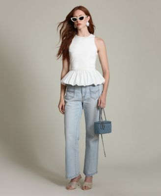 Women's Peplum Crew Neck Tank Top