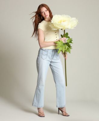 Women's Button-Front Crew Neck Top