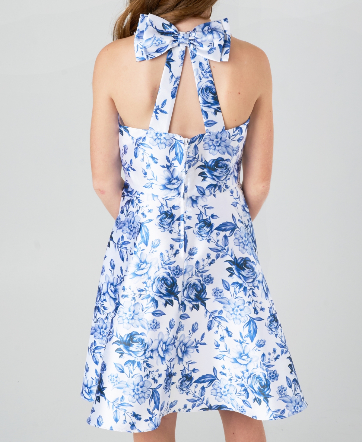 Rare Editions Girls' 7-16 Floral Mikado Sleeveless Dress