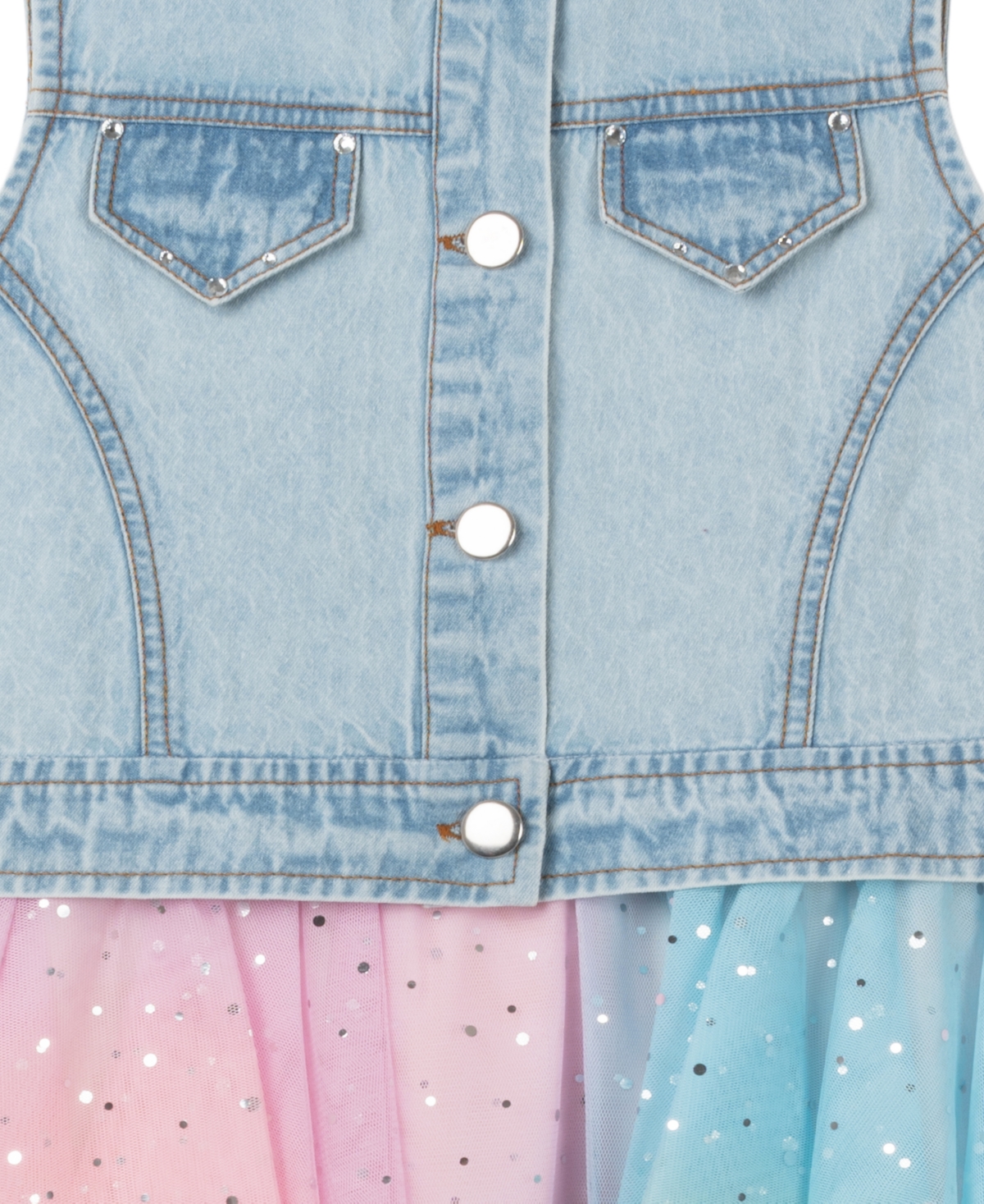 Rare Editions Girls' 7-16 Sleeveless Denim Vest Dress