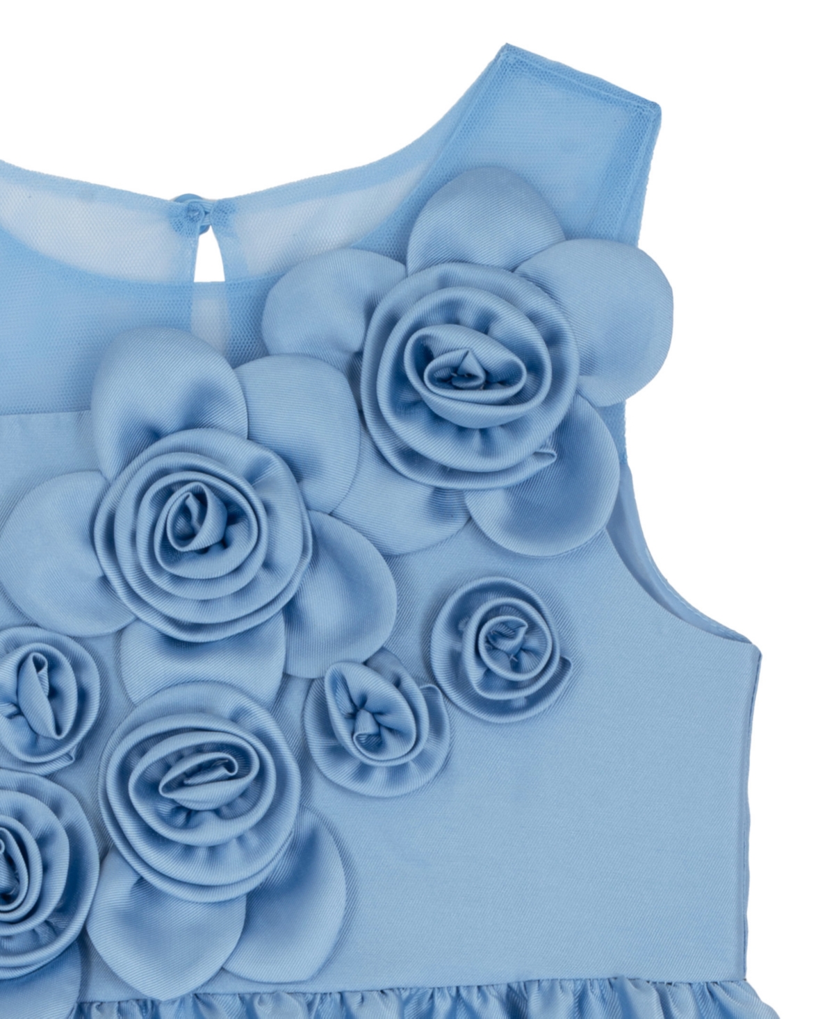 Rare Editions Girls' 2T-6X Illusion Neck 3D Rosettes On Bod Mikado Dress