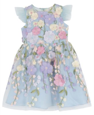 Girls' 2T-6X Floral Embroidered Mesh Illusion Dress