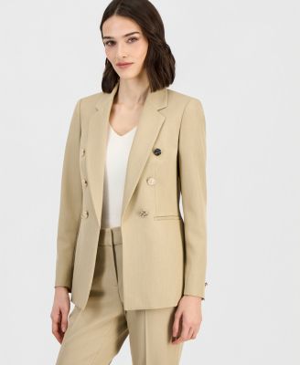 Women's Faux Double-Breasted Open-Front Jacket and Mid-Rise Press-Pleat Bootcut Pants