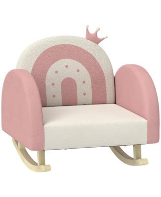 Kids Rocking Chair Princess Crown Toddler Chair Armchair Rocker with Rainbow Backrest for Bedroom Playroom Pink