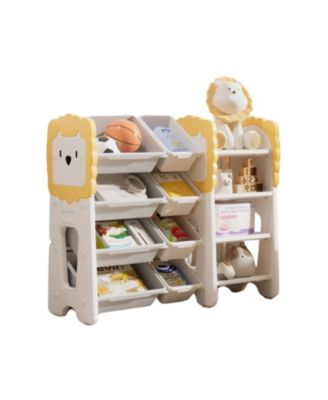 Kids Bookshelf and Toy Storage 4 Tier Organizer with 8 Removable Storage Bins for Study Room Bedroom Kids Room Classroom Nursery