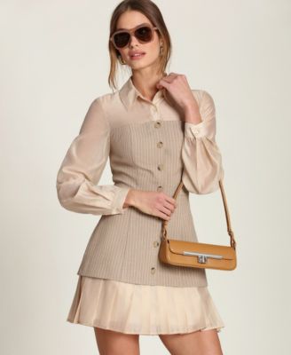 Women's Twofer Collared Neck Short Dress