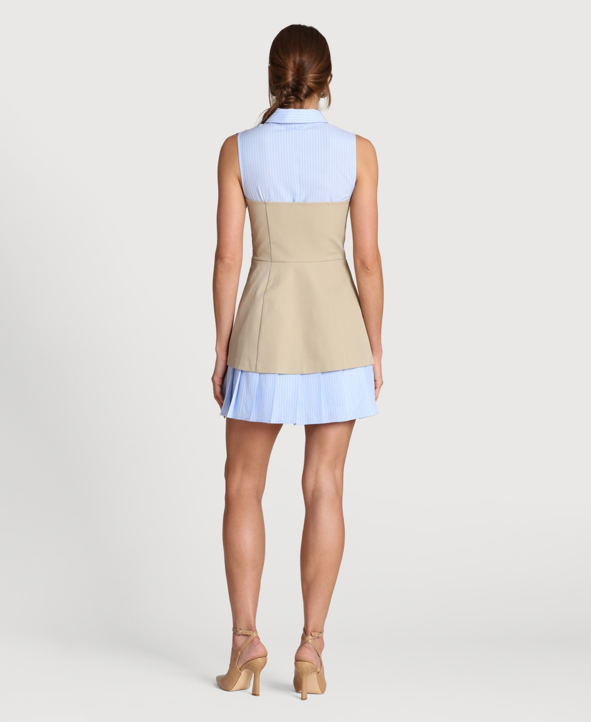 Avec Les Filles Women's Collared Neck Short Dress