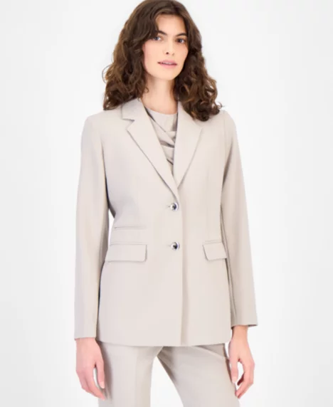 Petite Button Notch Collar Jacket - Porchini
