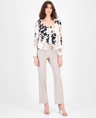 Petite Scoop Neck Button Jacket