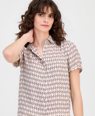 Women's Short-Sleeve Button-Front Blouse