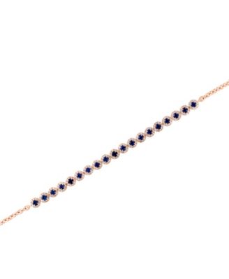 Blue Sapphire (1.12 ct. t.w.) and Diamond (0.56 ct. t.w.) Bracelet in 14k Rose Gold