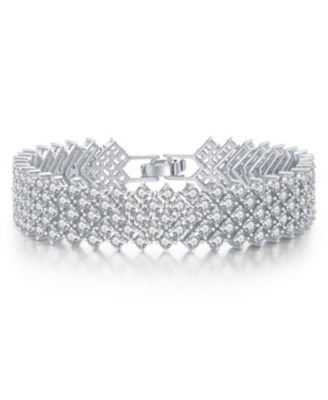 Sparkling Sterling Silver 4-Row Clear Cubic Zirconia Tennis Bracelet