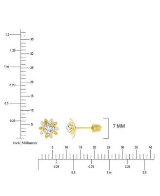 14K Two-Tone Gold Double Flower Stud Earrings