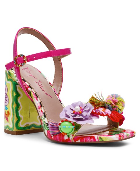Женские сандалии Betsey Johnson Women's Masen Floral Block Heel Dress Sandals