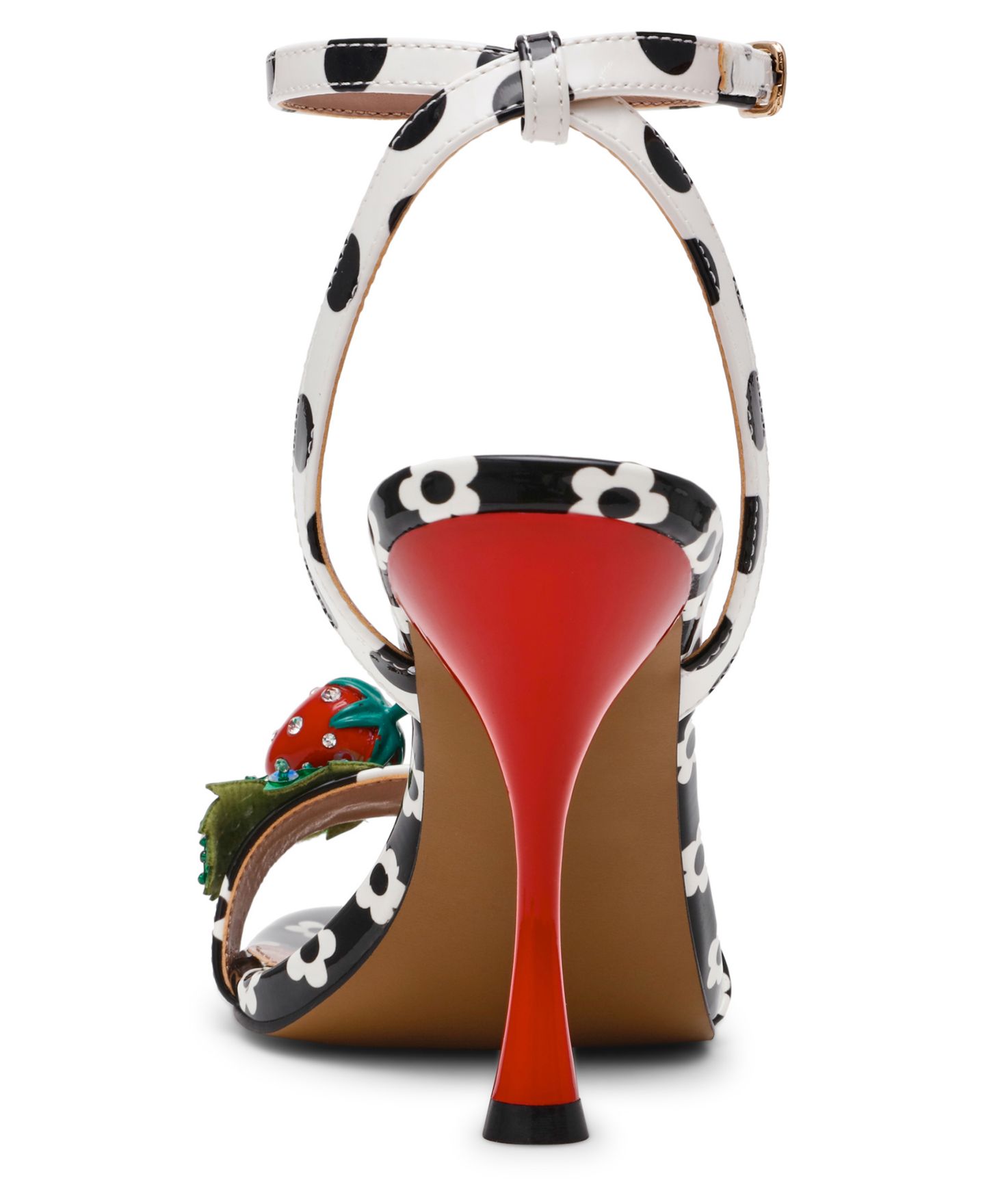Женские сандалии Betsey Johnson Addison Strawberry Stiletto Dress Sandals, цвет: Чёрный белый разноцветный — фото 3