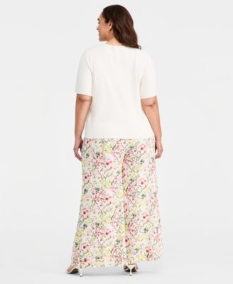 Plus Size Wide-Leg Elastic Waist Pants