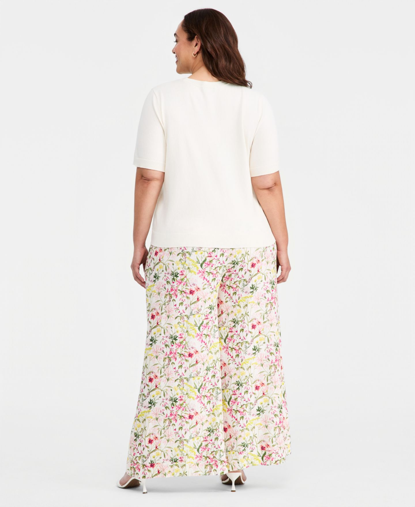 Женские брюки Vince Camuto Plus Size Wide-Leg Elastic Waist, цвет: Малиновый сорбет — фото 7
