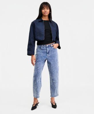 Women's Twisted-Seam Acid-Wash Jeans