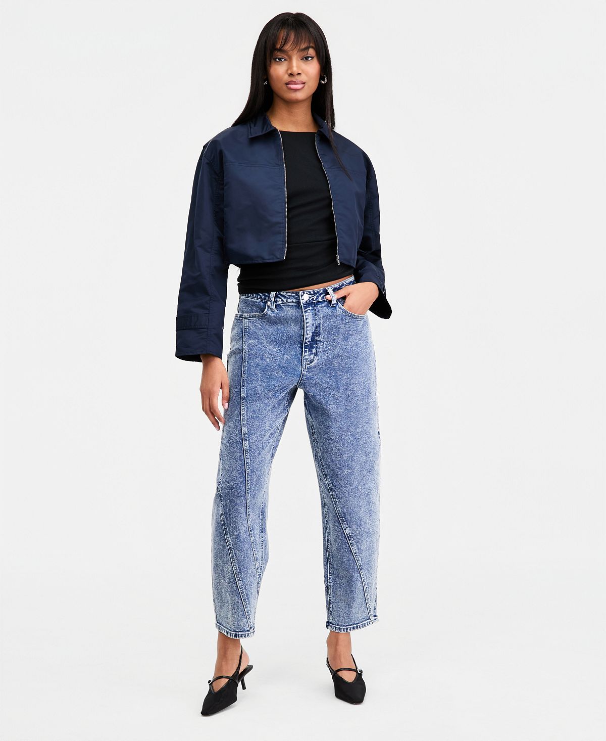 Bar III Women's Twisted-Seam Acid-Wash Jeans, Macy's Exclusive view 1 — MAYCSS fashion products