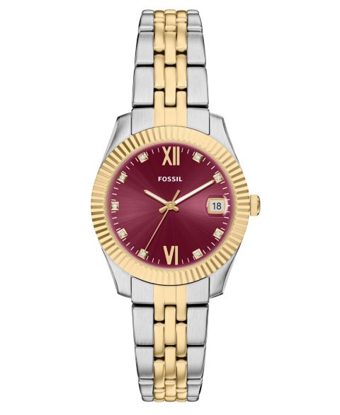 Женские часы Fossil Scarlette Three-Hand Date Two-Tone Stainless Steel Watch, 32mm