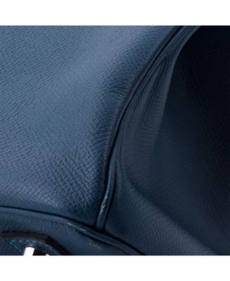 Pre-Owned HERMES Birkin 35 Handbag Blue Epsom with Palladium Hardware