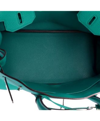 Pre-Owned HERMES Birkin 30 Handbag Blue Clemence with Palladium Hardware