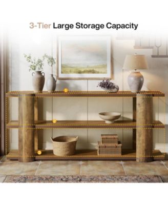 70.87" Extra Long Console Table for Entryway, Narrow Wooden 3-Tier Sofa Table Behind Couch, Farmhouse Entryway Accent Table