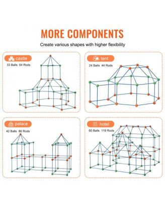 180PCS Kids Tent Fort Building Kit STEM Construction Set