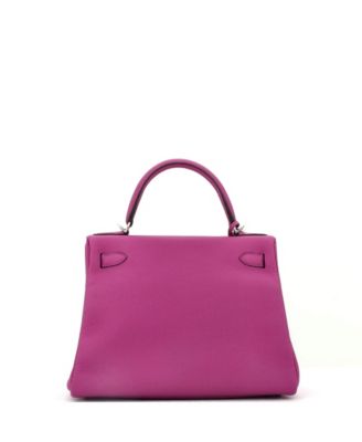 Pre-Owned HERMES Kelly 28 Handbag Pink Togo with Palladium Hardware