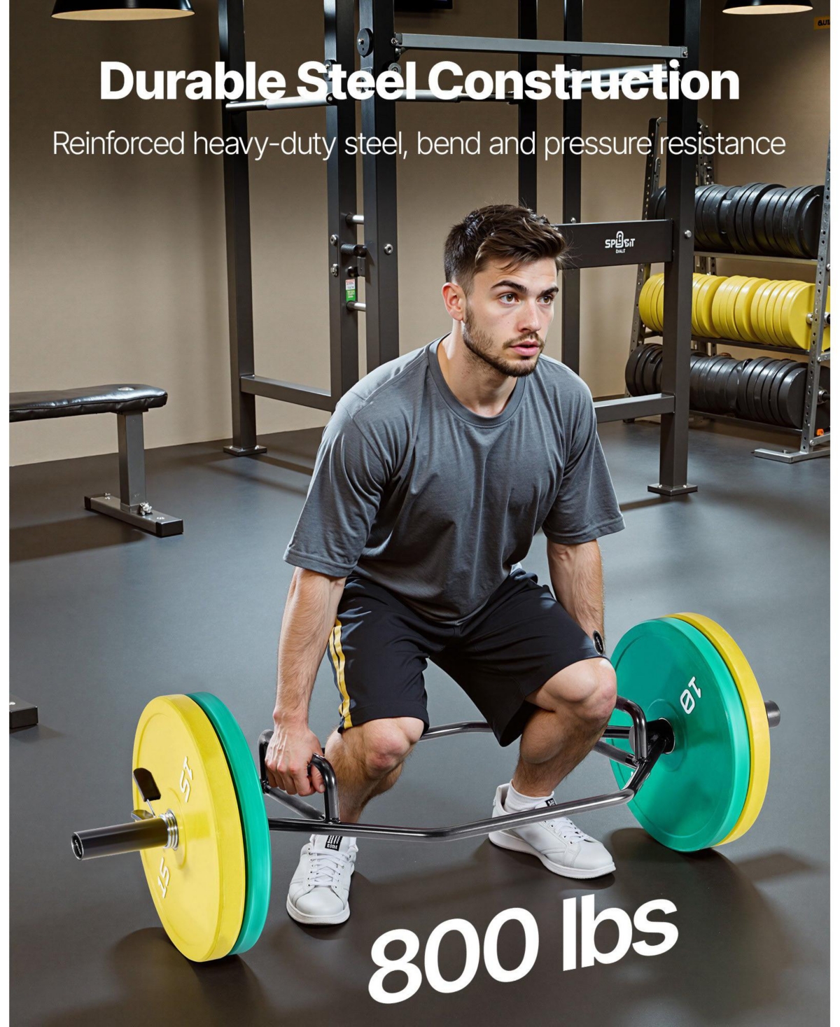 Mecale Trap Bar Hex Bar, 2-Inch Barbell, 500 lb Capacity Strength Training for Deadlifts and Squats