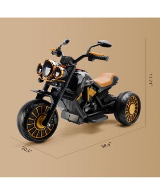 Dual Motor Kids Ride-On Motorcycle, 3-Wheel with LED Light & Wide Tires