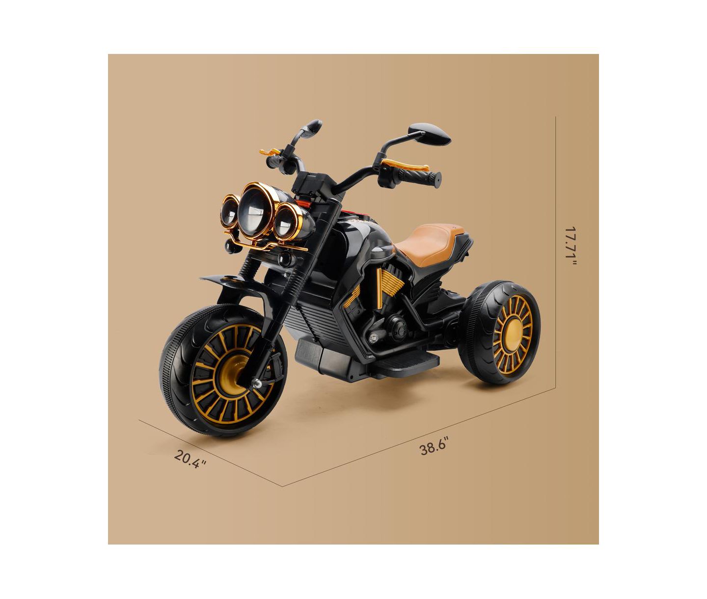 Детская игрушка Bruce & Shark Dual Motor 3-Wheel Kids Ride-On Motorcycle with LED Light, Ages 3-8, цвет: Чёрный — фото 8