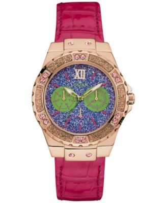 GUESS - Women's Pink Leather Strap Watch 39mm U0775L4