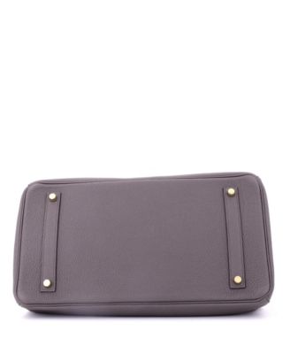 Pre-Owned HERMES Birkin 35 Handbag Grey Togo with Gold Hardware