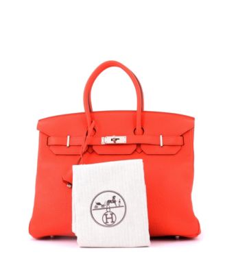 Pre-Owned HERMES Birkin 35 Handbag Orange Togo with Palladium Hardware