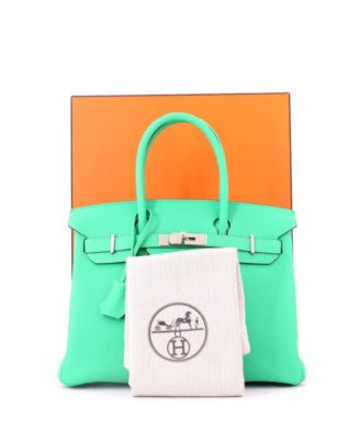 Pre-Owned HERMES Birkin 30 Handbag Green Togo with Palladium Hardware