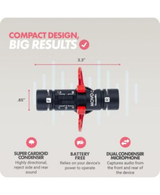 DoubleMic V2 Two-Sided Shotgun Mic for Camera Vlogging - Dual Capsule External Microphone for iPhone, Android, Smartphones and DSLR Camcorders