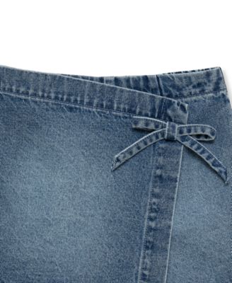 Girls' 7-16 Faux Wrap Denim Skort