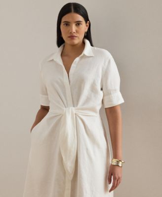 Plus-Size Linen Shirt Dress