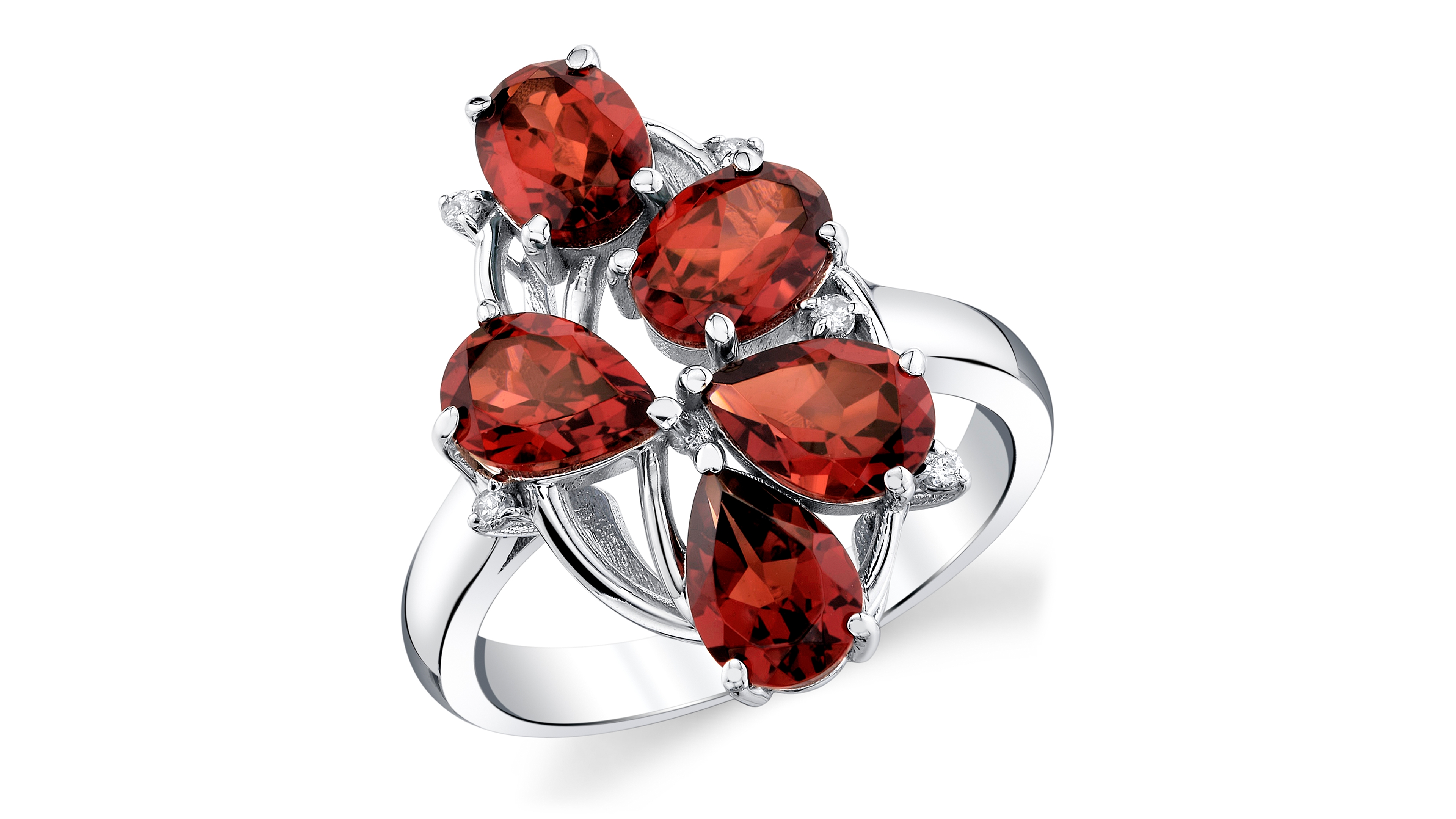 Macy's Garnet (4-2/5 ct. t.w.) & Diamond Accent Ring in Sterling Silver