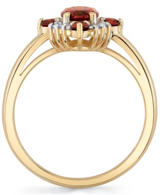 Garnet (1-11/40 ct. t.w.) & Diamond (1/10 ct. t.w.) Ring in 10k Yellow Gold