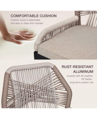 Outdoor Bar Stools - Set of 2 Counter Height Chairs with Back, All-Weather Design, Chic Ergonomics, Robust Aluminum Frame