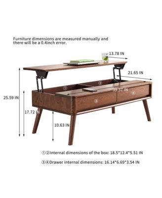 Solid Wood Lift-Top Coffee Table with Hidden Storage & Rounded Corners